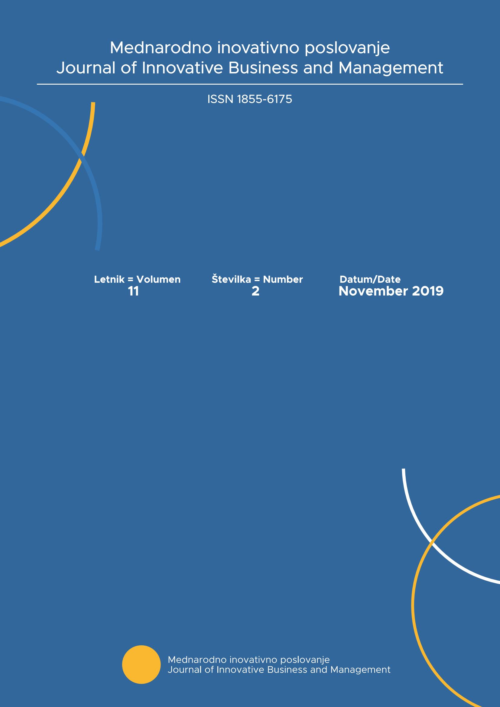 Mednarodno inovativno poslovanje = Journal of Business and Management, 11(2), November 2019